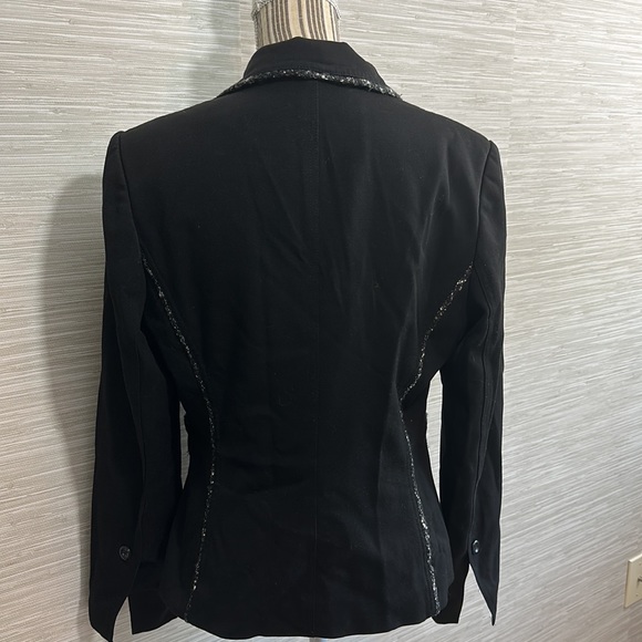Lena Gabrielle New York size 10 black blazer with tweed blend accent seams - Picture 4 of 9